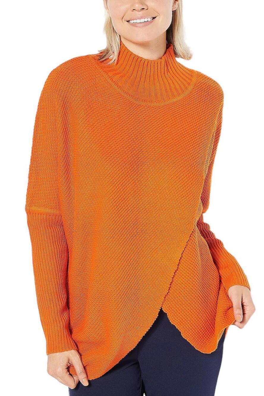 Truth + Style Knit Cross Over Funnel Neck Sweater Pumpkin - Regular